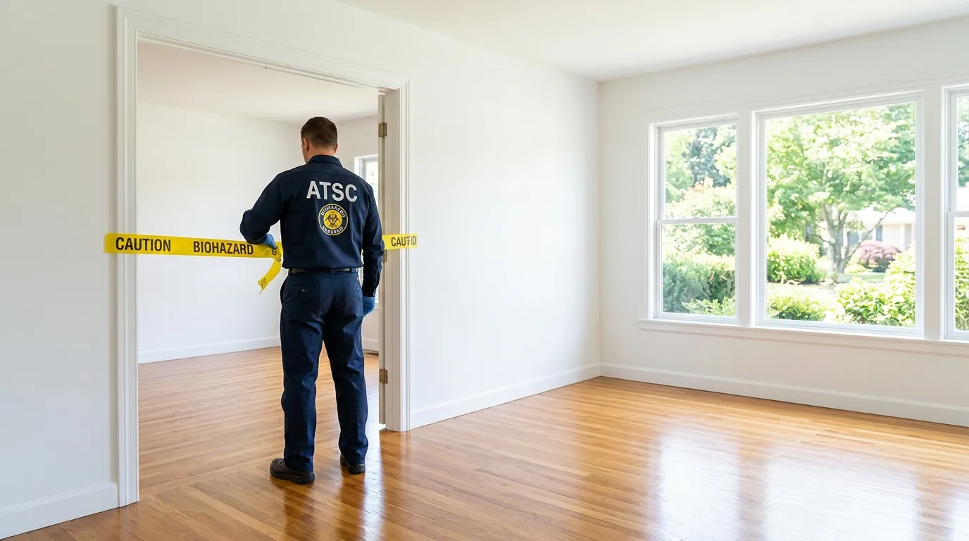 Certified biohazard cleanup crew performing Decomposition Cleanup in Hudson